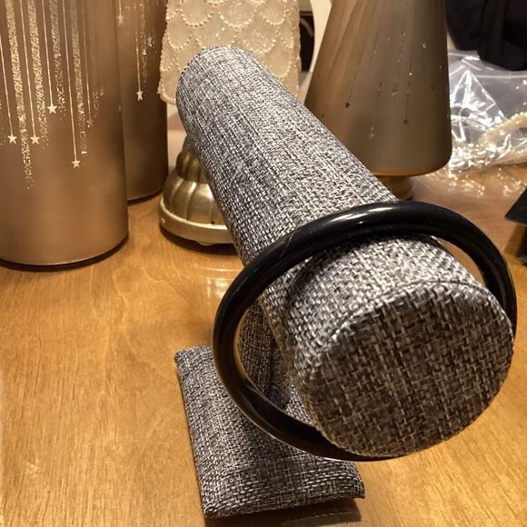 Hematite, Green and Clear Crystal Open Lariat Necklace with Black Bangle - Picture 3 of 8